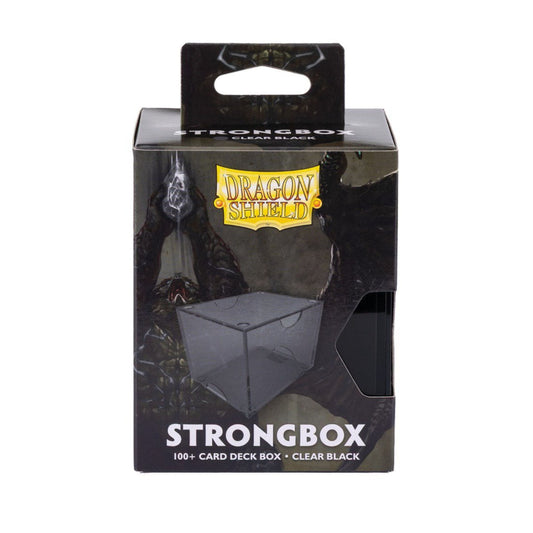 Dragon Shield Strongbox Card Deck Box Black 100+ Double-Sleeved Card Capacity, Clear Acrylic TCG Storage Case, Stackable Deck Box with Secure Vacuum Seal Closure