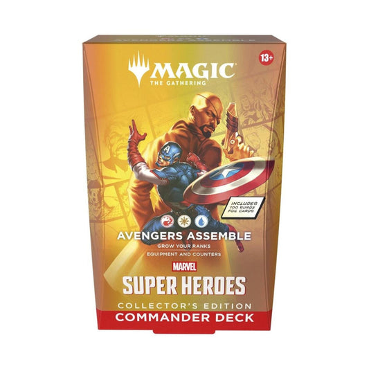 MTG Marvel Super Heroes Commander Deck - Avengers Assemble CE | Ready-to-Play Magic: The Gathering Deck with 100 Surge Foil Cards, Strategy Guide & Tokens