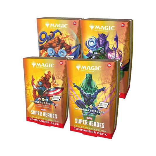 MTG Marvel Super Heroes Collector’s Edition Commander Deck Case – 4 Ready-to-Play Magic: The Gathering Decks with Surge Foil Cards & Exclusive New Cards