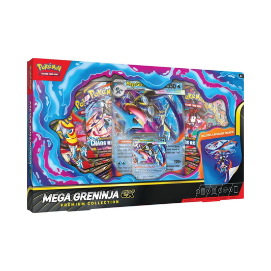 Pokémon TCG: Mega Greninja ex Premium Collection – Foil Promo Card, Oversize Display Card, Tech Sticker & 8 Booster Packs | Trading Card Game Collectible Set