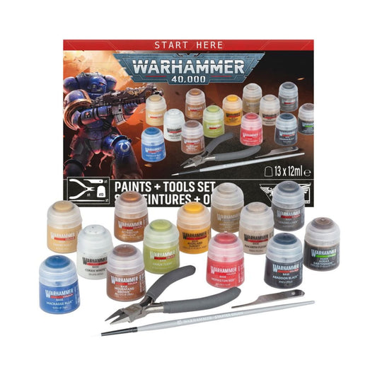 Warhammer 40,000 Paints + Tool Set with Official Citadel Paints, Hobby Tools & Starter Supplies