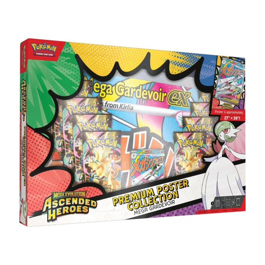 Pokemon TCG Mega Evolutions Ascended Heroes Premium Poster Collection – Mega Gardevoir EX, 10 Booster Packs, Foil Promo Card & Large Poster