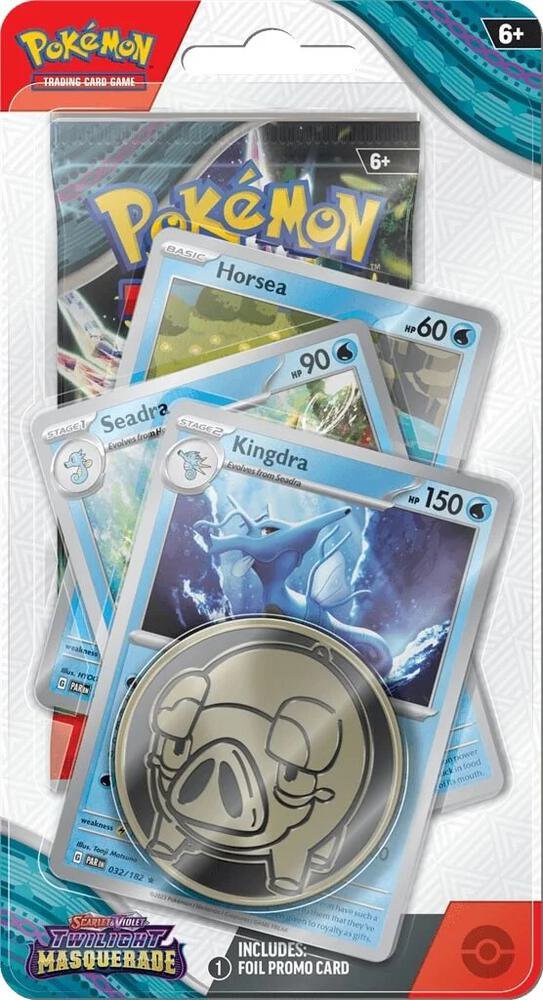 Pokemon TCG Scarlet and Violet Twilight Masquerade Premium Checklane Blister - Horsea, Seadra, and Kingdra