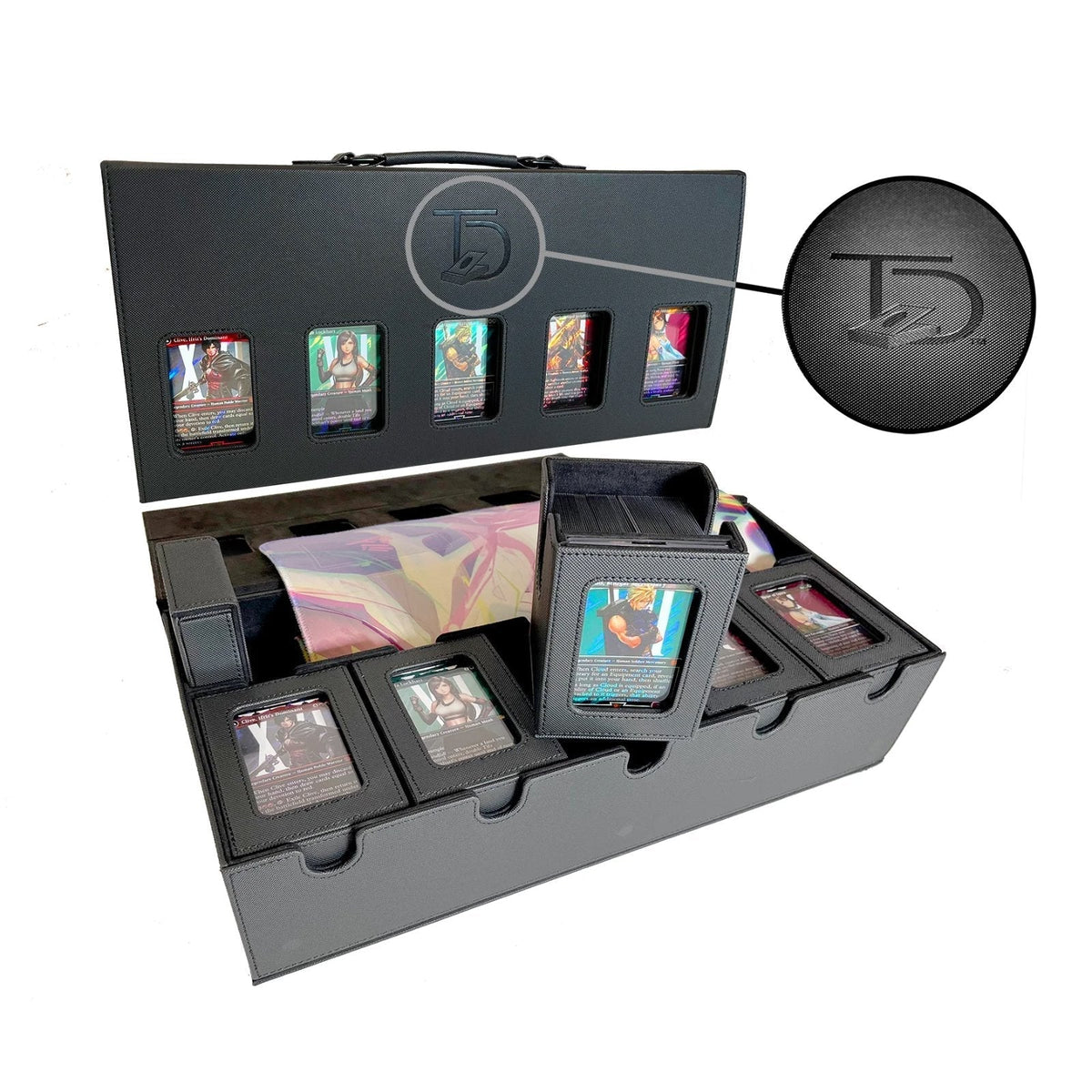 TopDeck Duelist Box Card Storage Case Holds 5 Deck Boxes Playmat Dice Trading Card Organizer