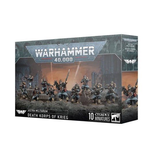 Warhammer 40,000 Astra Militarum Death Korps of Krieg Miniatures Set – 10 Customizable Plastic Soldiers with Transfer Sheet for Warhammer 40K