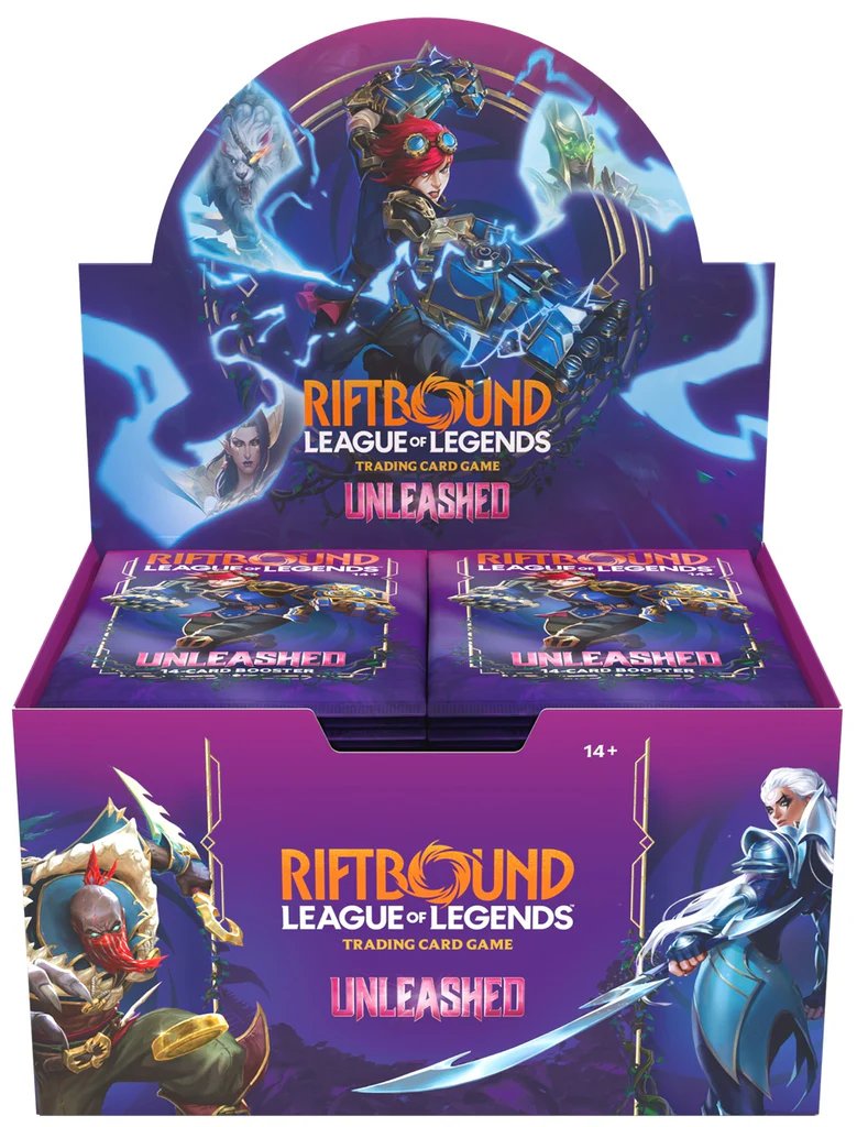 Riftbound: League of Legends TCG Unleashed Booster Box – 24 Packs, 14 Cards Each, 220+ Cards, 30+ Alt-Arts, New Champions & Mechanics for Deck Building and Collectors