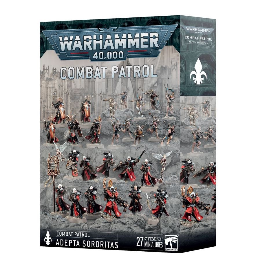Warhammer 40K Combat Patrol Adepta Sororitas Army Set – 27 Multipart Plastic Miniatures, Sisters of Battle Warhammer 40,000 Starter & Expansion Box with Canoness and Celestian Sacresants