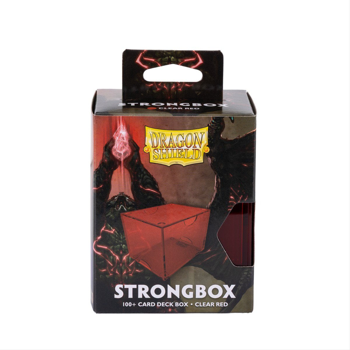 Dragon Shield Strongbox Deck Box Red 100+ Double-Sleeved Card Capacity, Clear Acrylic Stackable Trading Card Storage Case for MTG, Pokémon, Yu-Gi-Oh! & Other TCG Decks