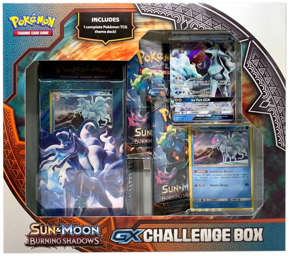 Pokémon TCG: Sun & Moon Burning Shadows GX Challenge Box – Featuring Alolan Raichu GX + Booster Packs