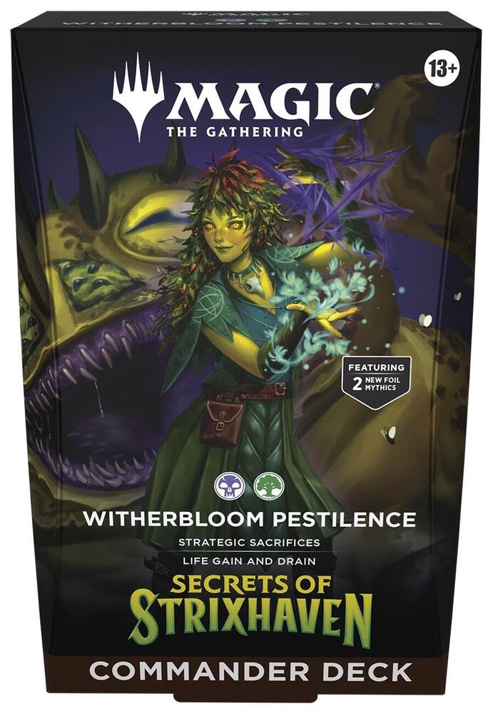 MTG Secrets of Strixhaven Witherbloom Pestilence Commander Deck – 100-Card Ready-to-Play Magic Deck with Foil Legendary Cards & New Multiplayer Strategy