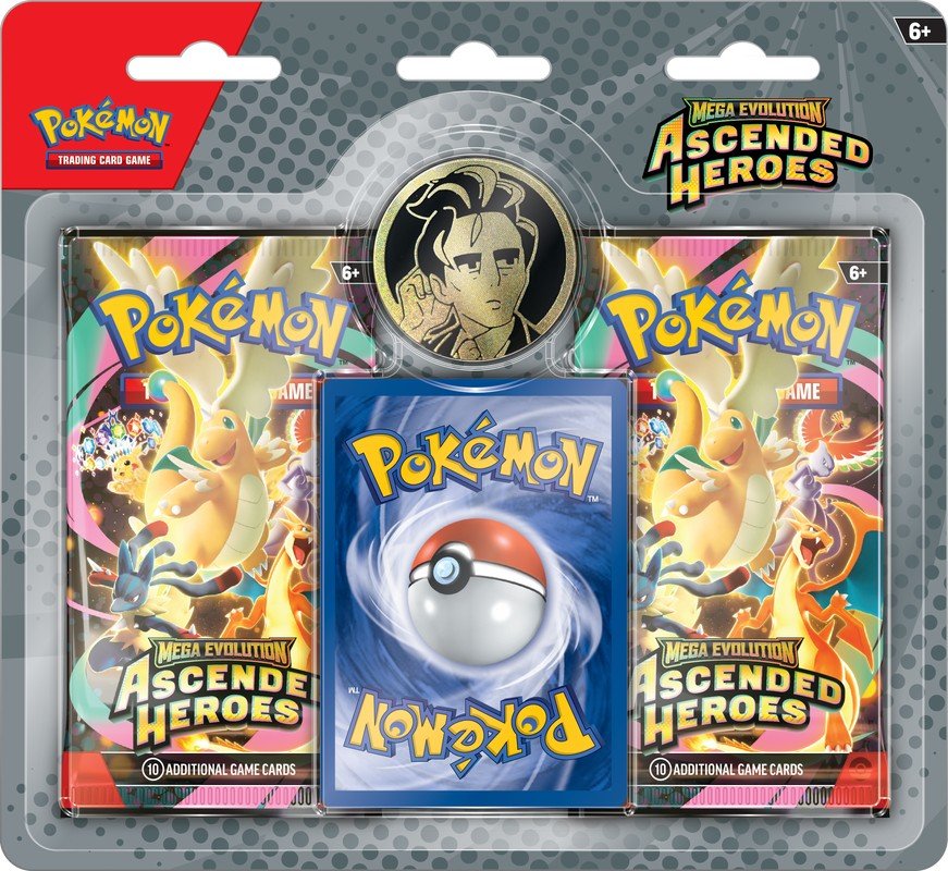 Pokémon Mega Evolutions 2.5 Ascended Heroes 2-Pack Blister – Erika’s Tangela & Larry’s Komala Promo Cards, 2 Pokémon Booster Packs, Coin, Trading Cards, TCG, Collector Set