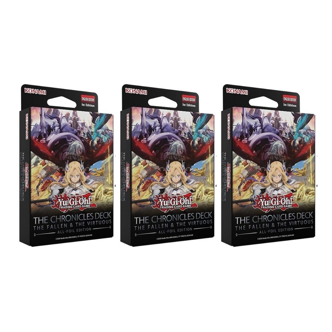 Yu-Gi-Oh! TCG The Chronicles Deck 3-Pack - The Fallen & The Virtuous All-Foil Edition | Collectible Trading Cards, Card Deck Set for Card Game & TCG Collectors