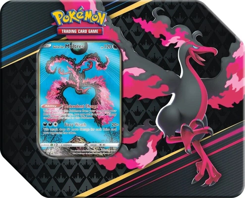 Pokémon TCG Crown Zenith Tin – Galarian Moltres Promo + Booster Packs