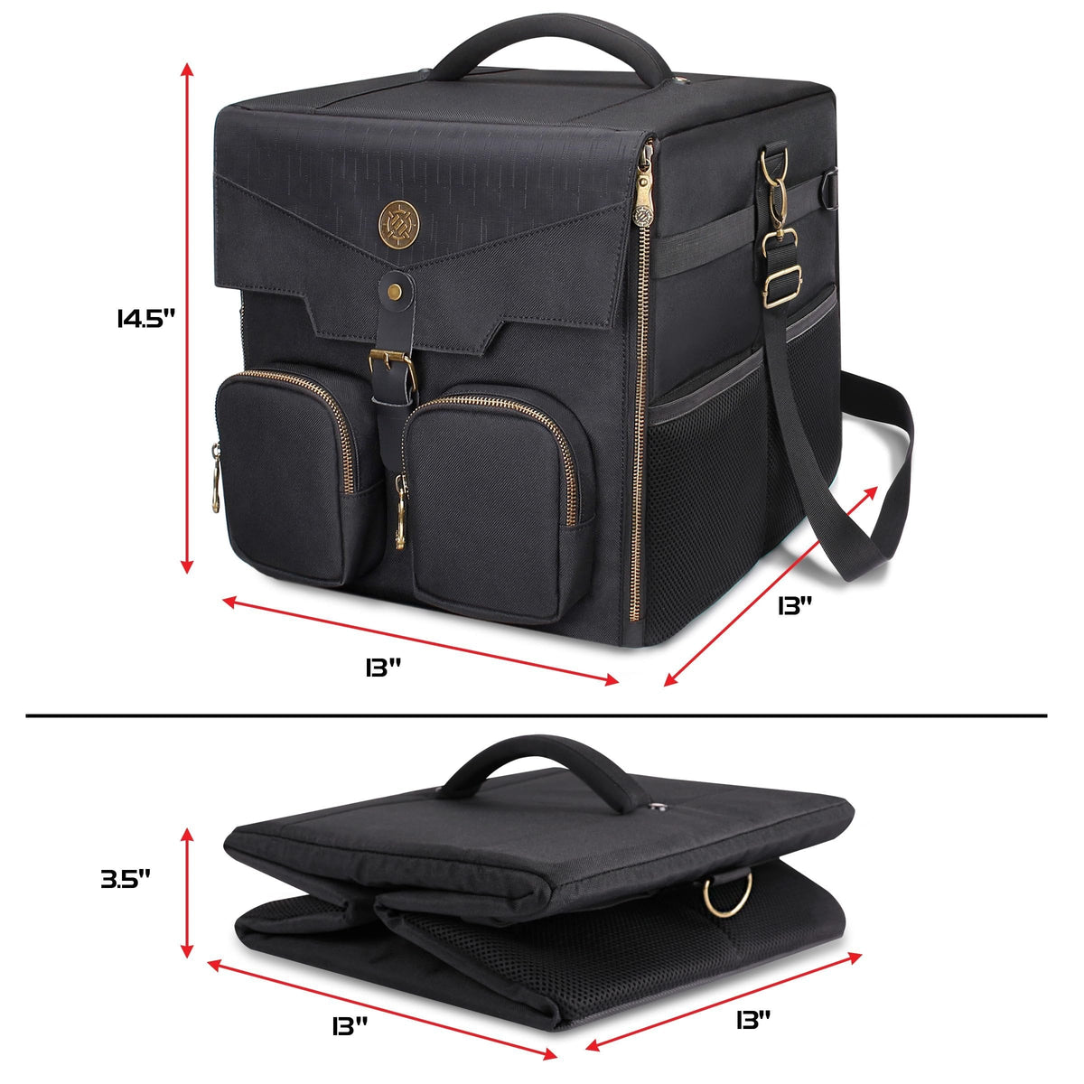 ENHANCE Board Game Shoulder Bag - Reinforced Board Game Storage with Padded Shoulder Strap and Accessories Pockets for Dice, Cards, More - Carrier Protects Tabletop Adventures
